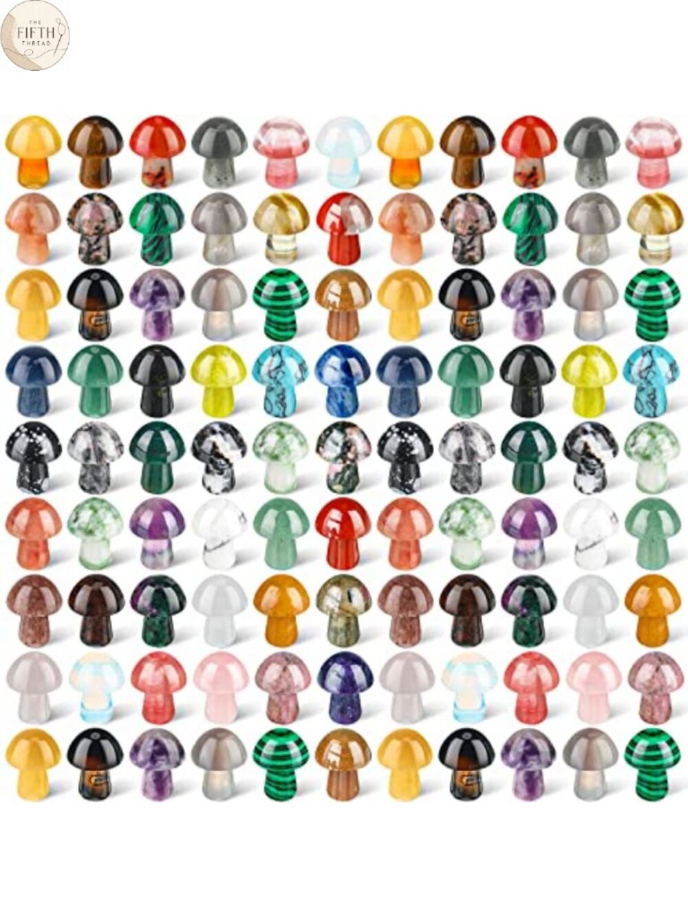 96 Pc Mini Crystal Mushroom Gemstone Trinket Sculptures Decor Set